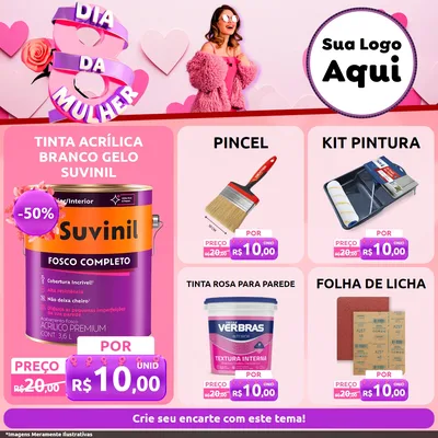 Modelo de Rede Social para Feed Facebook com o tema Dia da Mulher para Tintas e Ferramentas