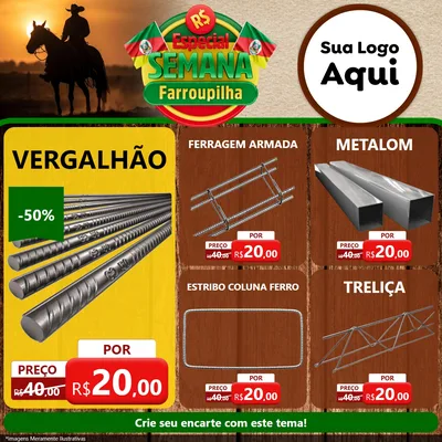 Modelo de Rede Social para Feed Facebook com o tema Especial Semana Farroupilha para Ferragens