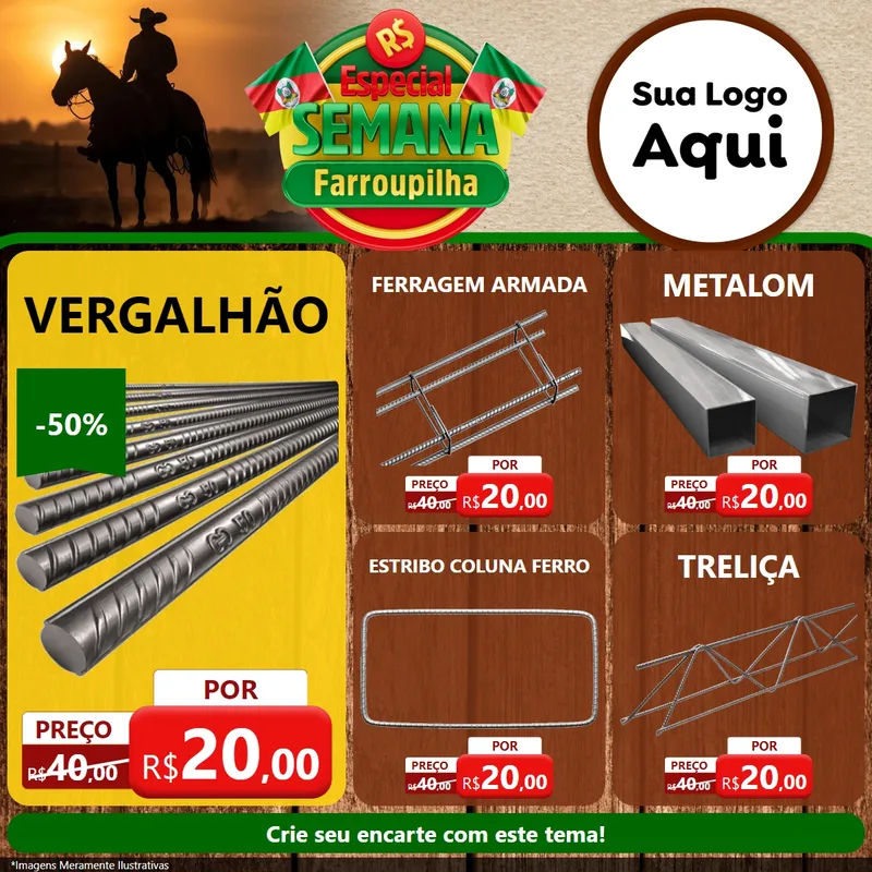Modelo de Rede Social para Feed Facebook com o tema Especial Semana Farroupilha para Ferragens