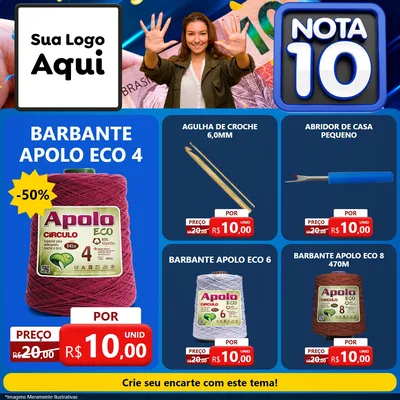 Modelo de Rede Social para Feed Facebook com o tema Nota 10 para Armarinho e Aviamentos