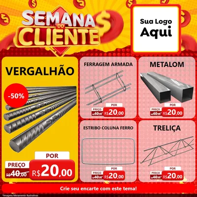 Modelo de Rede Social para Feed Facebook com o tema Semana do Cliente para Ferragens