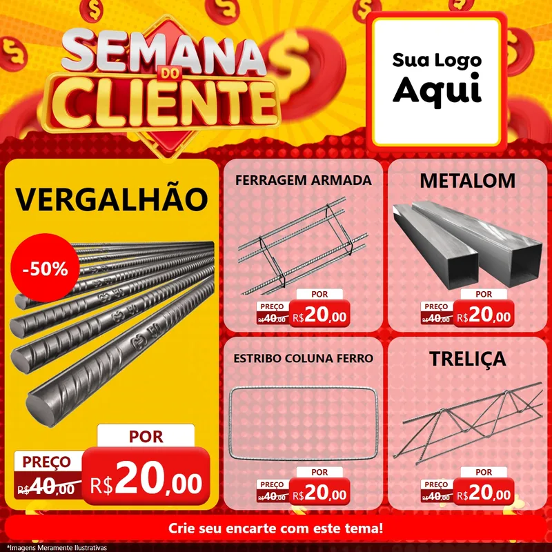 Modelo de Rede Social para Feed Facebook com o tema Semana do Cliente para Ferragens