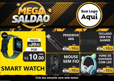 Modelo de Encarte para Encarte A4 Horizontal com o tema Mega Saldão para Informática