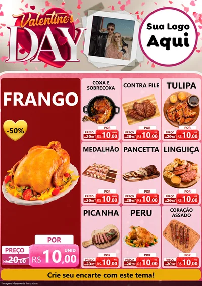 Modelo de Encarte para Encarte A4 Vertical com o tema Valentine's Day para Assados