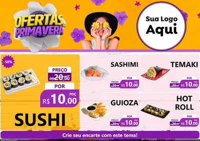 Modelo de Encarte para Encarte A4 Horizontal com o tema Ofertas Da Primavera para Comida japonesa