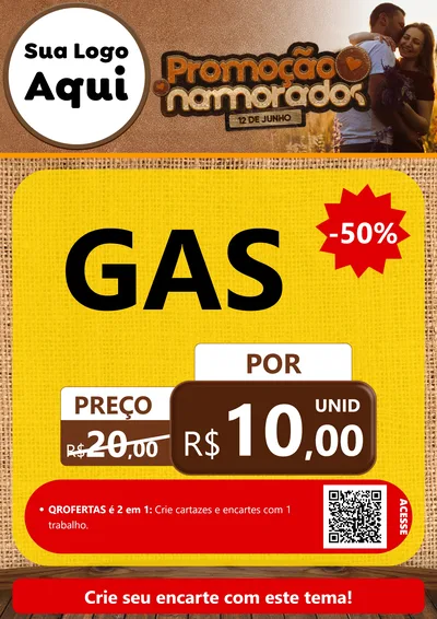 Modelo de Cartaz para Cartaz A4 Vertical com o tema Promoção Namorados para Água e gás