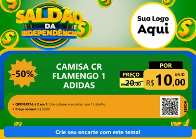 Modelo de Cartaz para Cartaz A4 Horizontal com o tema Saldão da Indepêndencia para Roupas e acessórios