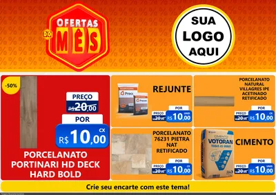 Modelo de Encarte para Encarte A4 Horizontal com o tema Ofertas do Mês para Pisos e revestimentos