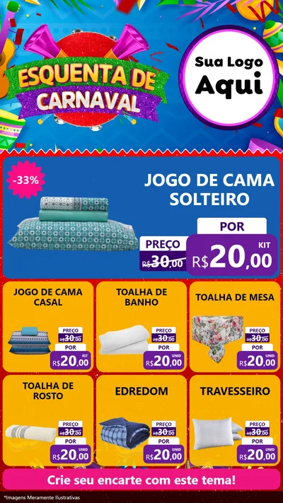 Modelo de Rede Social para Stories com o tema Esquenta de Carnaval para Cama, Mesa e Banho
