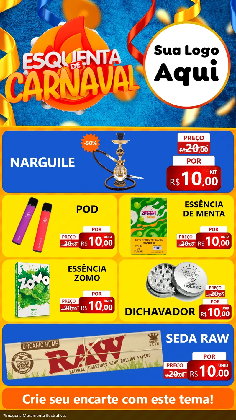 Modelo de TV para TV Vertical com o tema Esquenta de Carnaval para Tabacaria