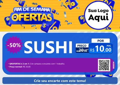 Modelo de Cartaz para Cartaz A4 Horizontal com o tema Fim de Semana de Ofertas para Comida japonesa
