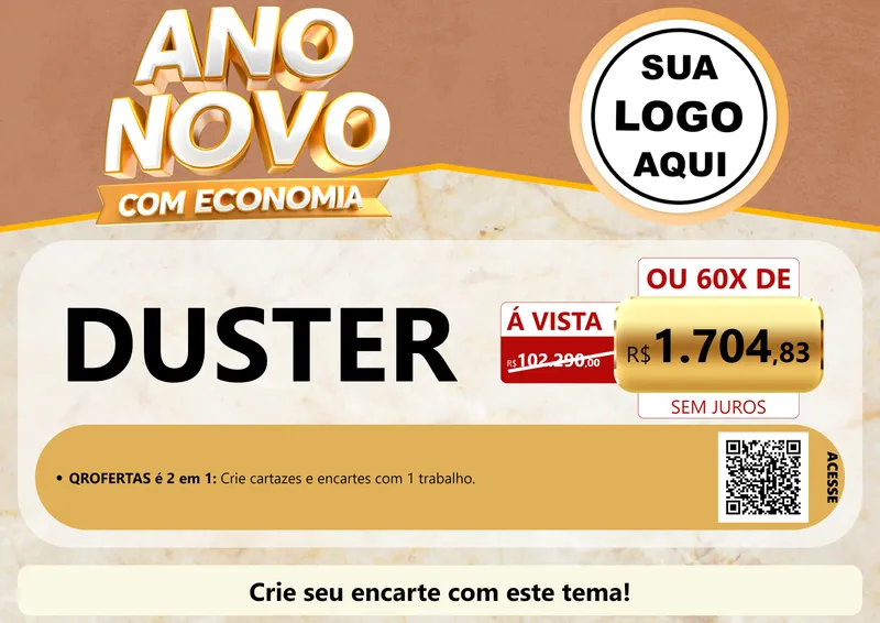 Modelo de Cartaz para Cartaz A4 Horizontal com o tema Ano Novo Com Economia para Concessionaria de Carros