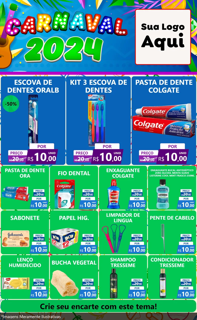 Modelo de Encarte para Encarte Grande com o tema Carnaval 2027 para Higiene Pessoal