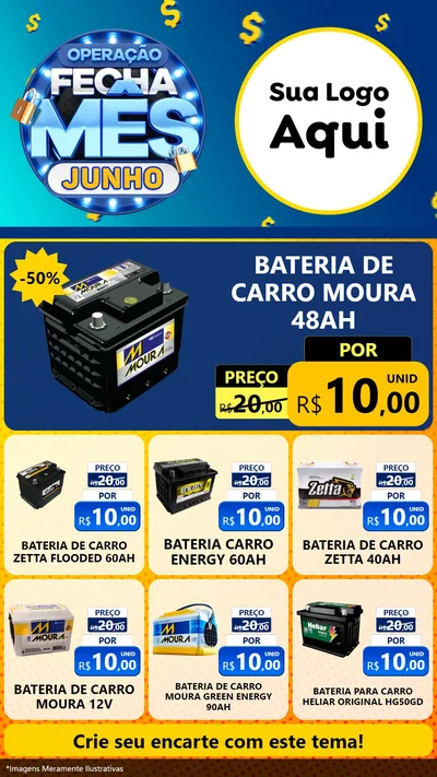 Modelo de Rede Social para Stories com o tema Operação Fecha Mês, Junho para Baterias Elétricas
