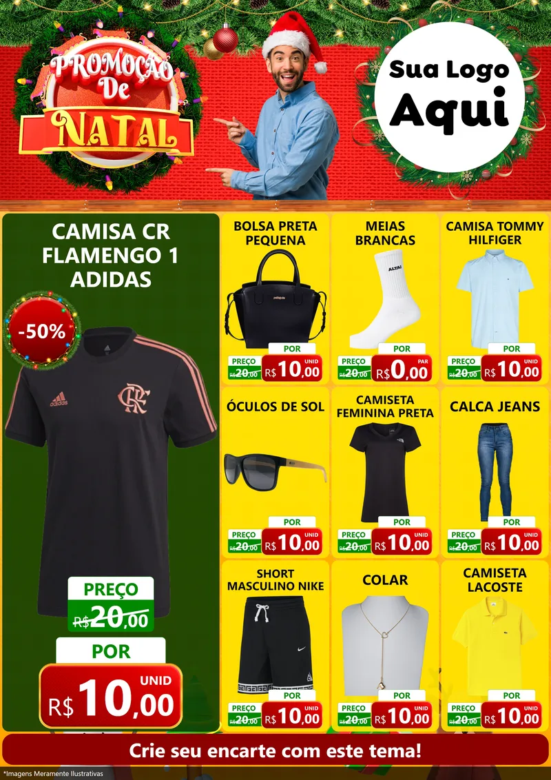 Modelo de Encarte para Encarte A4 Vertical com o tema Promoção de Natal para Roupas e acessórios