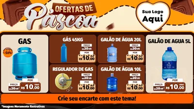 Modelo de TV para TV Horizontal com o tema Ofertas de Páscoa para Água e gás