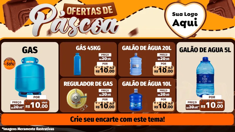 Modelo de TV para TV Horizontal com o tema Ofertas de Páscoa para Água e gás