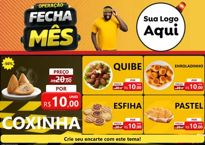 Modelo de Encarte para Encarte A4 Horizontal com o tema Operação Fecha Mês para Salgadaria