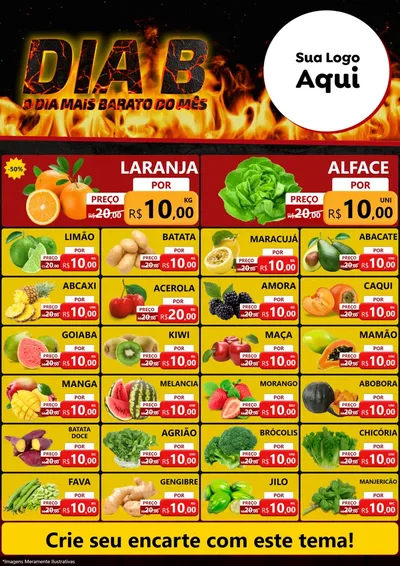 Modelo de Encarte para Encarte A4 Vertical com o tema Dia B para Hortifrúti