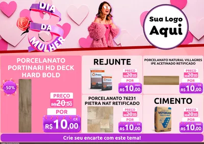 Modelo de Encarte para Encarte A4 Horizontal com o tema Dia da Mulher para Pisos e revestimentos