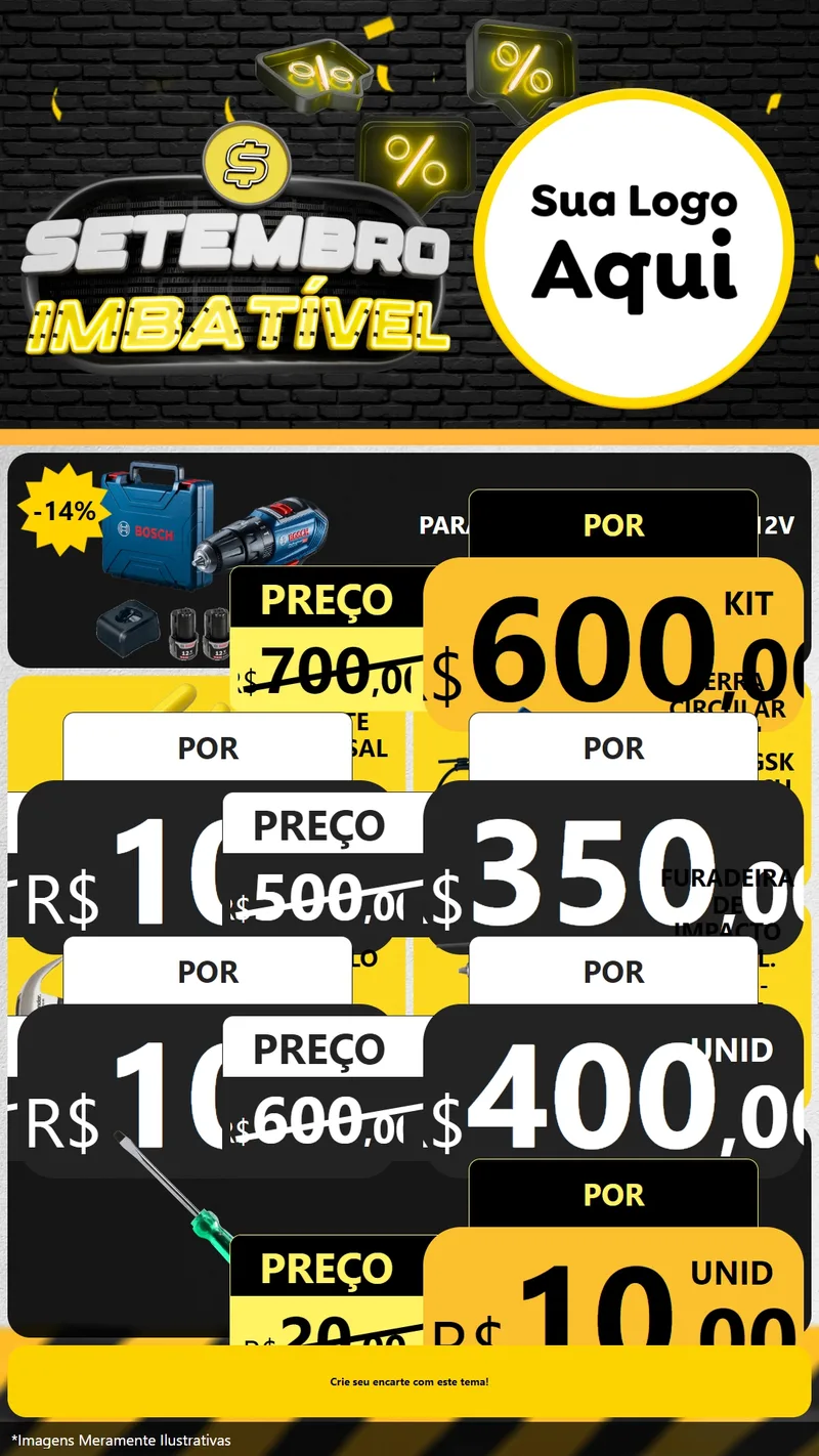 Modelo de TV para TV Vertical com o tema Setembro Imbatível para Maquinas e Ferramentas