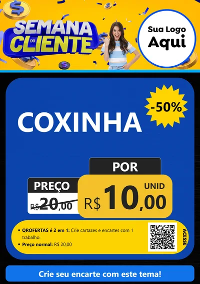 Modelo de Cartaz para Cartaz A4 Vertical com o tema Semana do Cliente para Salgadaria