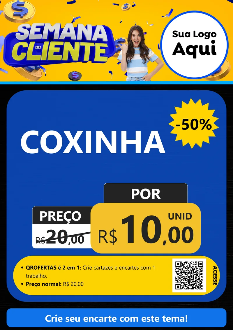 Modelo de Cartaz para Cartaz A4 Vertical com o tema Semana do Cliente para Salgadaria