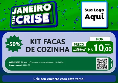 Modelo de Cartaz para Cartaz A4 Horizontal com o tema Janeiro Sem Crise para Utilidades Domésticas