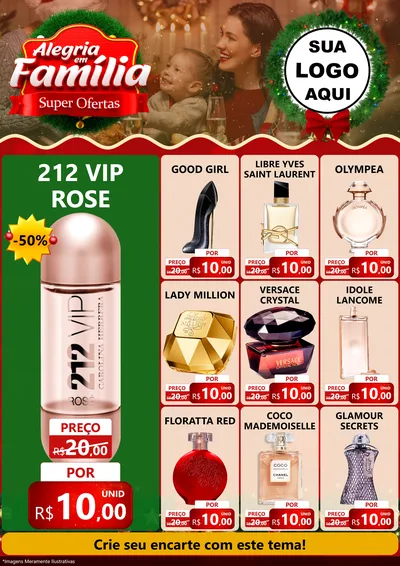 Modelo de Encarte para Encarte A4 Vertical com o tema Alegria Em Família - Super Ofertas para Perfumes