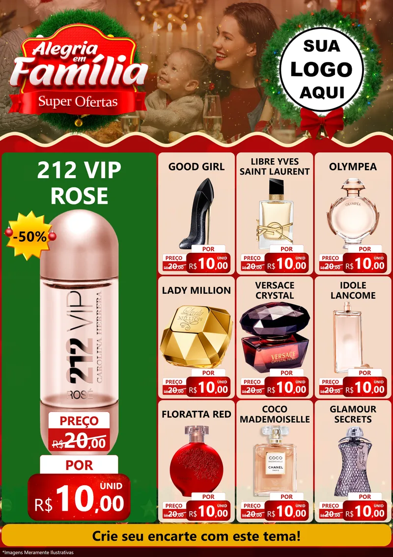 Modelo de Encarte para Encarte A4 Vertical com o tema Alegria Em Família - Super Ofertas para Perfumes