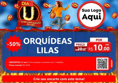 Modelo de Cartaz para Cartaz A4 Horizontal com o tema Dia U - O Dia Mais Barato Do Mês para Floricultura e jardim