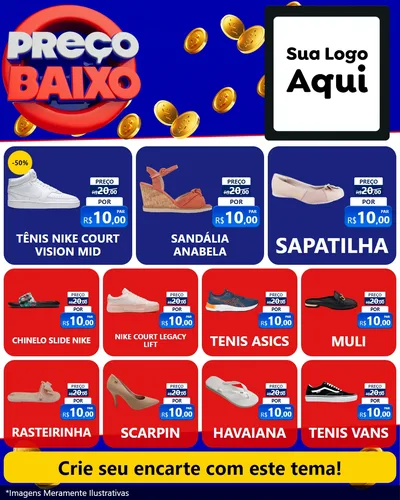 Modelo de Rede Social para Feed Instagram com o tema Preço Baixo para Calçados