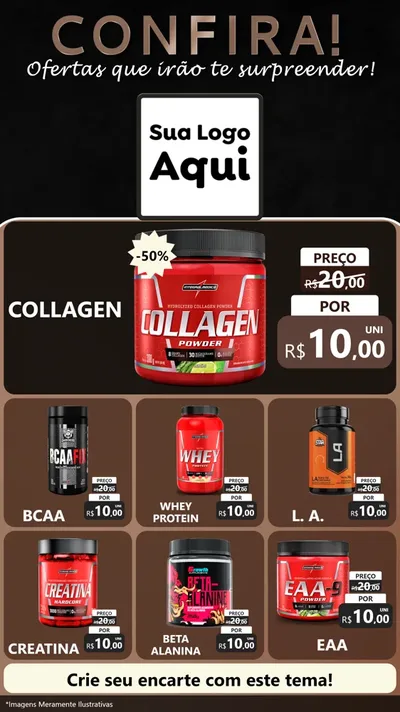Modelo de Rede Social para Stories com o tema Confira! Ofertas que irão te surpreender! para Suplementos alimentares