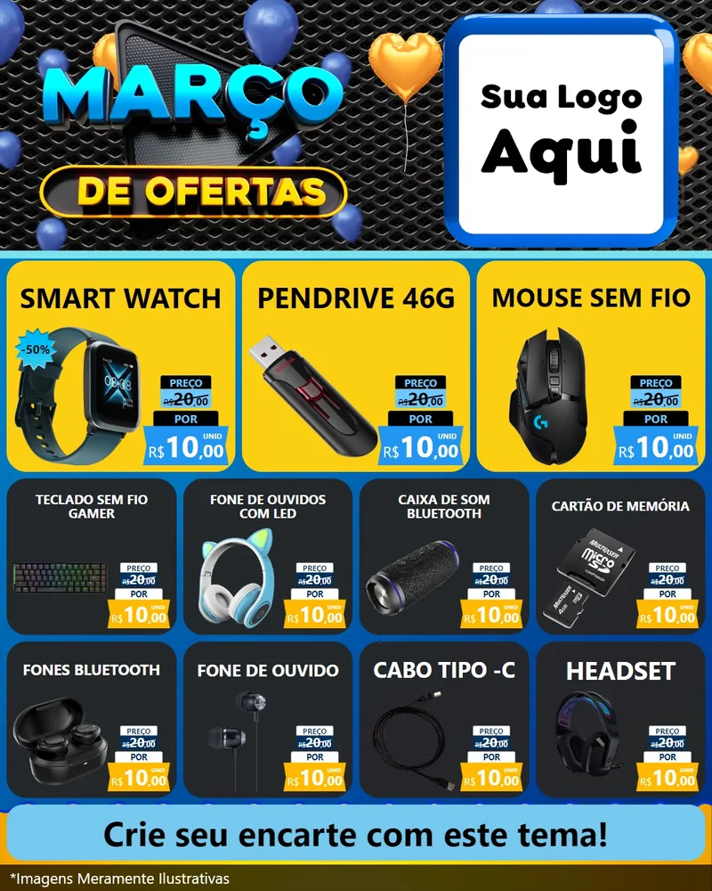 Modelo de Rede Social para Feed Instagram com o tema Março de Ofertas para Informática