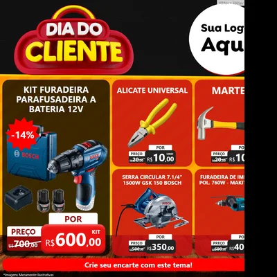 Modelo de Rede Social para Feed Facebook com o tema Dia do Cliente para Maquinas e Ferramentas