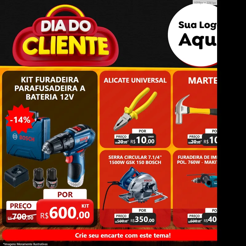 Modelo de Rede Social para Feed Facebook com o tema Dia do Cliente para Maquinas e Ferramentas