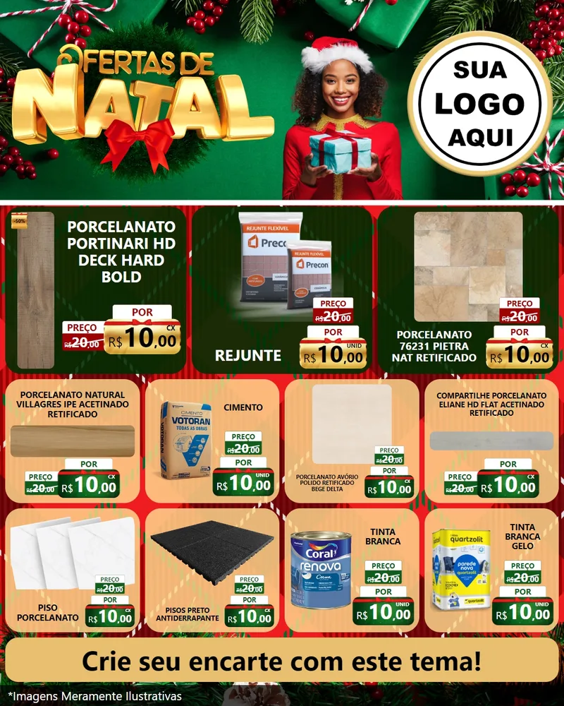 Modelo de Rede Social para Feed Instagram com o tema Ofertas de Natal para Pisos e revestimentos