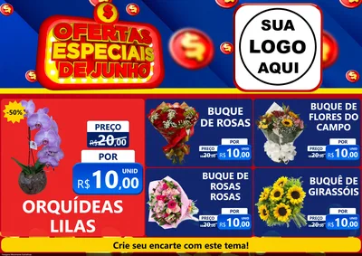 Modelo de Encarte para Encarte A4 Horizontal com o tema Ofertas Especiais de Junho para Floricultura e jardim