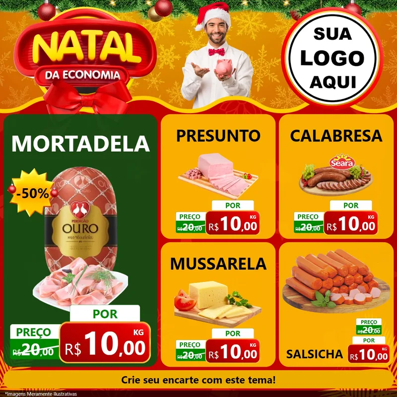 Modelo de Rede Social para Feed Facebook com o tema Natal da Economia para Frios e Laticínios