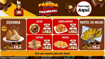 Modelo de TV para TV Horizontal com o tema Páscoa Premiada para Salgadaria