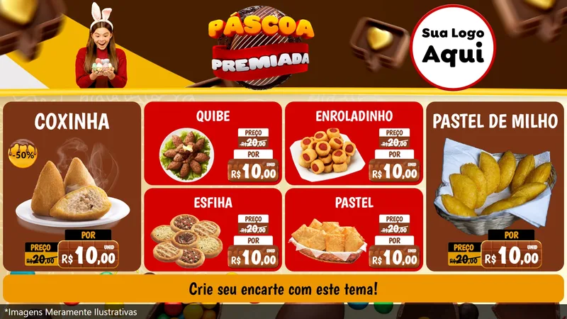 Modelo de TV para TV Horizontal com o tema Páscoa Premiada para Salgadaria