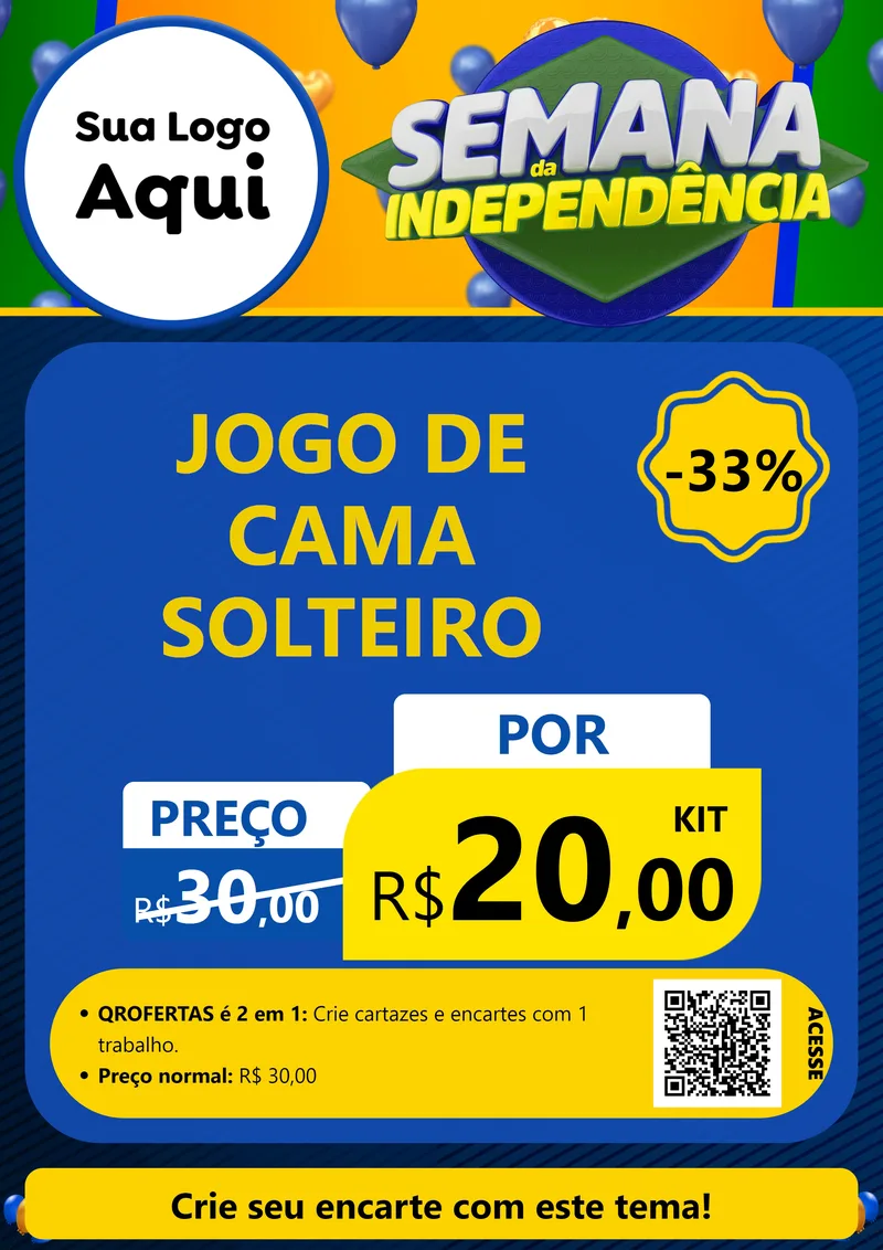 Modelo de Cartaz para Cartaz A4 Vertical com o tema Semana da Independência para Cama, Mesa e Banho