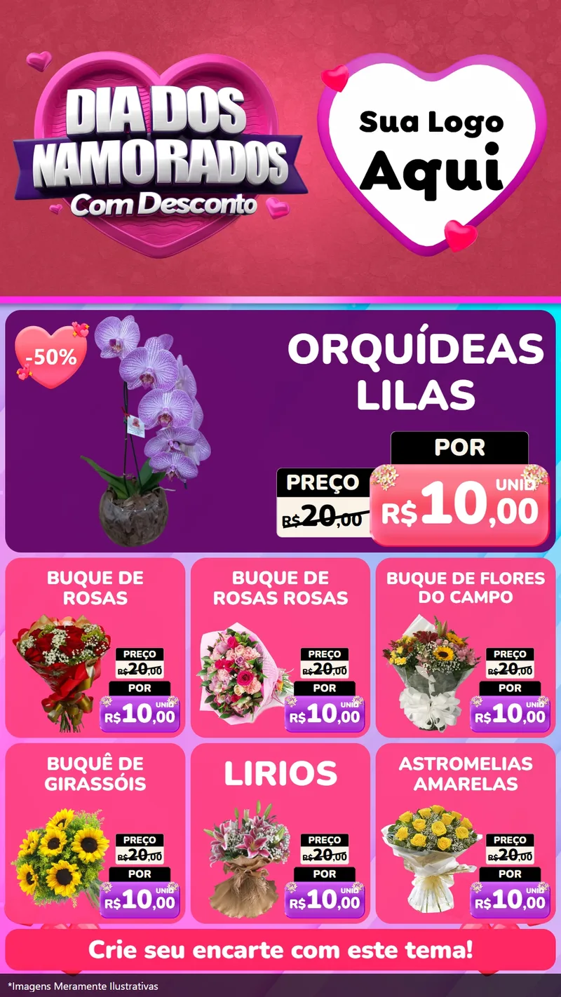 Modelo de Rede Social para Stories com o tema Dia Dos Namorados Com Desconto para Floricultura e jardim