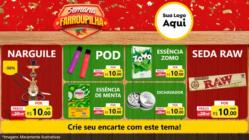 Modelo de TV para TV Horizontal com o tema Semana Farroupilha para Tabacaria