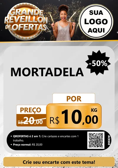 Modelo de Cartaz para Cartaz A4 Vertical com o tema Grande Réveillon de Ofertas para Frios e Laticínios