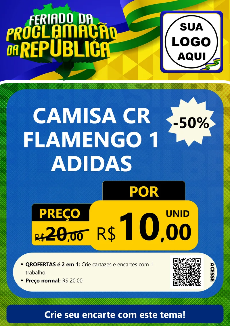 Modelo de Cartaz para Cartaz A4 Vertical com o tema Feriado da Proclamação da República para Roupas e acessórios
