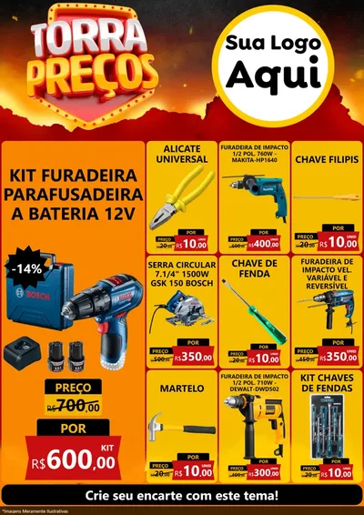 Modelo de Encarte para Encarte A4 Vertical com o tema Torra Preços para Maquinas e Ferramentas