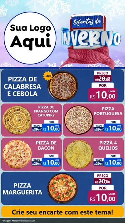 Modelo de TV para TV Vertical com o tema Ofertas de Inverno para Pizzaria