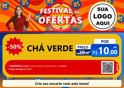 Modelo de Cartaz para Cartaz A4 Horizontal com o tema Festival de Ofertas para Produtos Naturais