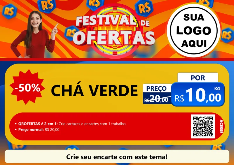 Modelo de Cartaz para Cartaz A4 Horizontal com o tema Festival de Ofertas para Produtos Naturais